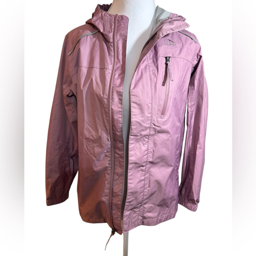 L.L.Bean Girls Packable Rain Jacket Purple Hooded Size M (10/12)
